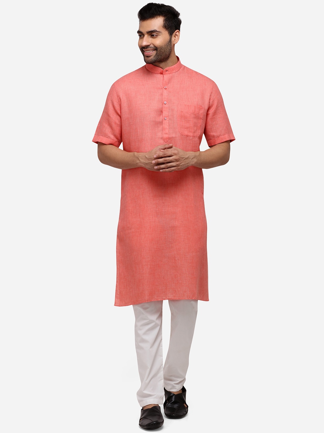 

Modi Kurta Men Pink Woven Design Kurtas