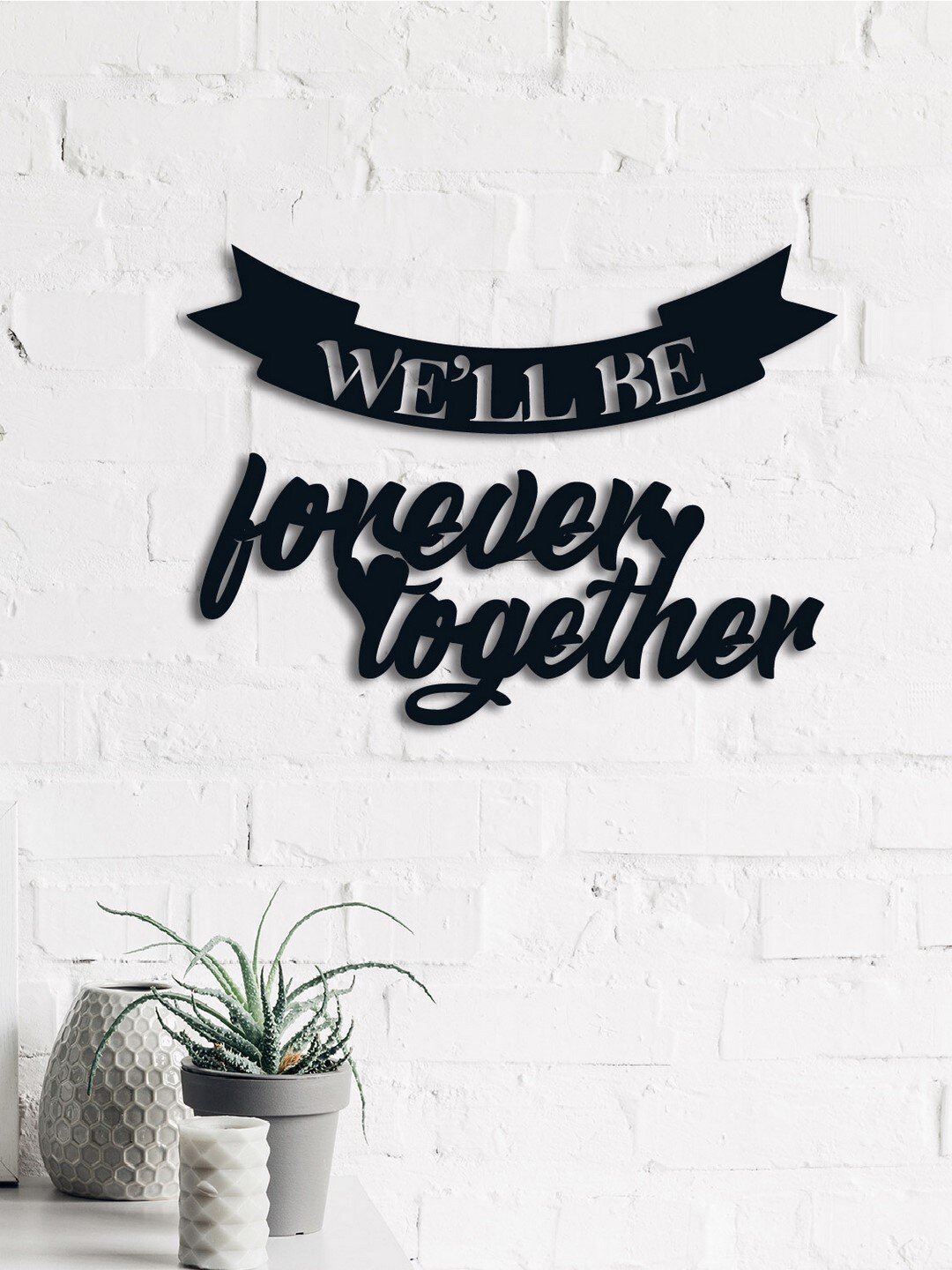 

eCraftIndia Black We Will Be Forever Together Cutout Wooden Valentine Gift Wall Decor
