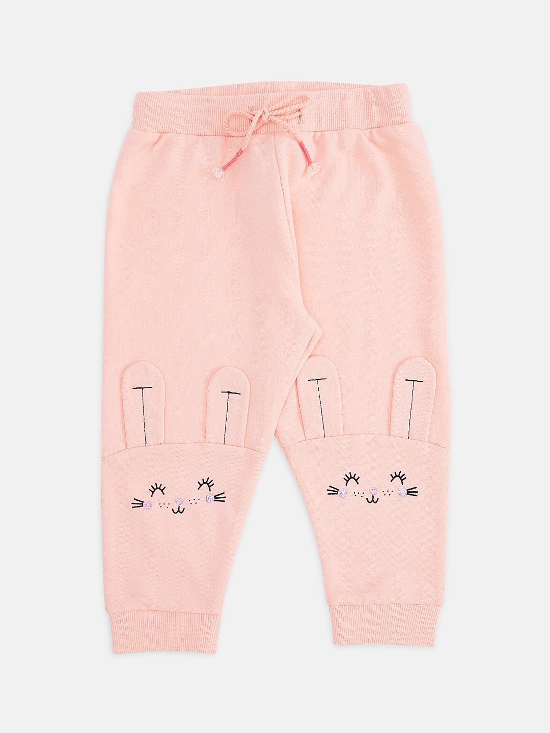 

Pantaloons Baby Girls Peach & Black Pure Cotton Printed Joggers