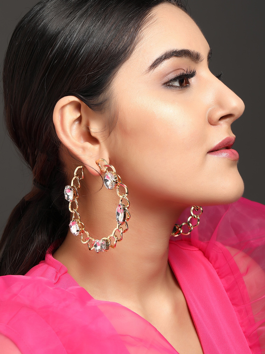 

TOKYO TALKIES X rubans FASHION ACCESSORIES Gold-Plated Handcrafted Crystal Hoop Earrings