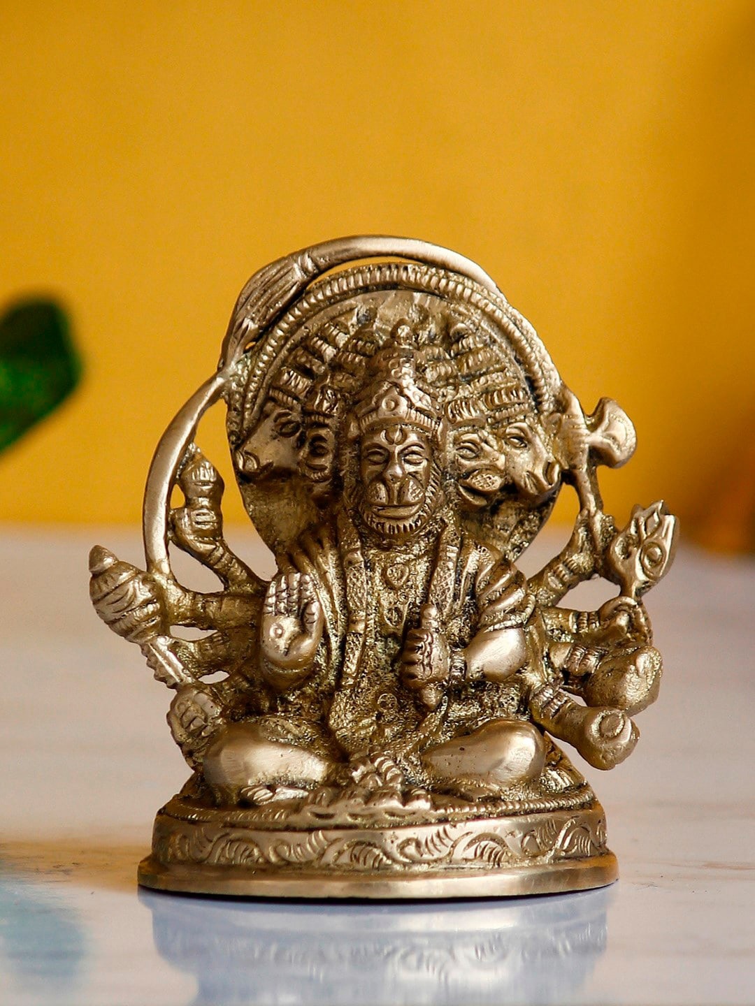 eCraftIndia Gold-Toned Handcrafted Panchmukhi Hanuman Idol Showpiece