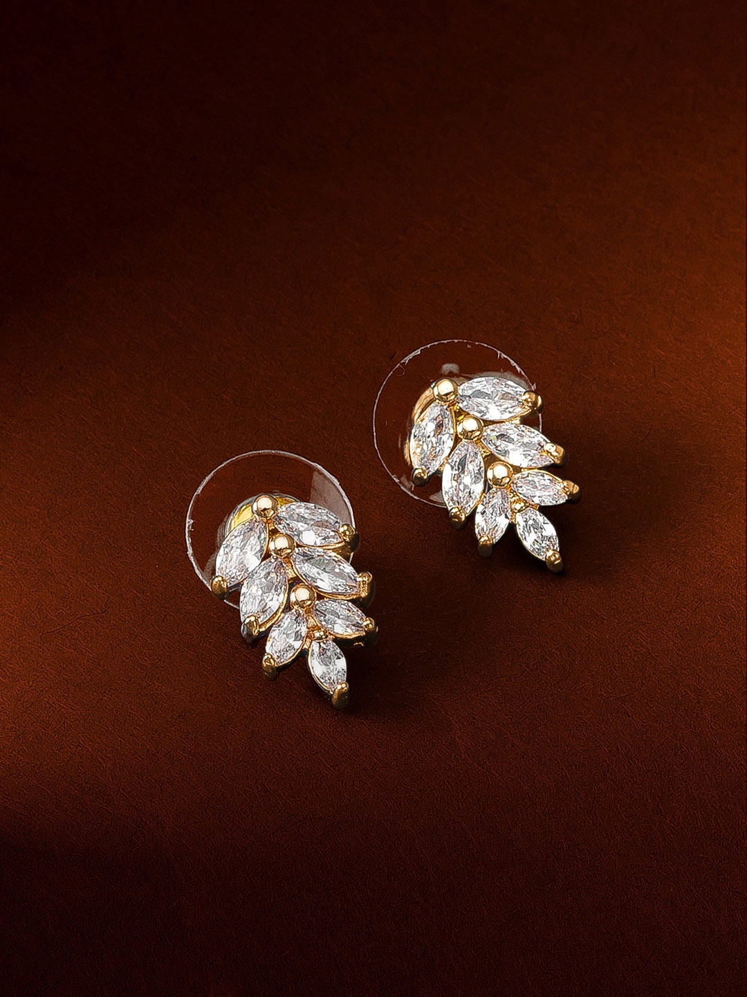 

aadita Silver & Gold Toned Leaf Shaped Studs