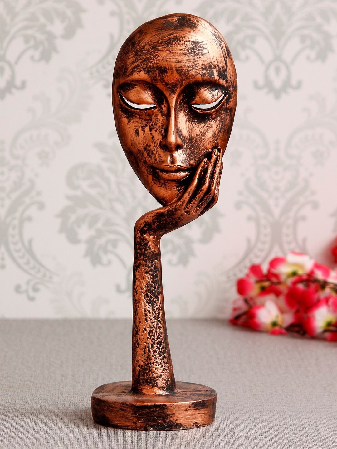 

eCraftIndia Copper-Toned Thinking Lady Face Handcrafted Showpiece