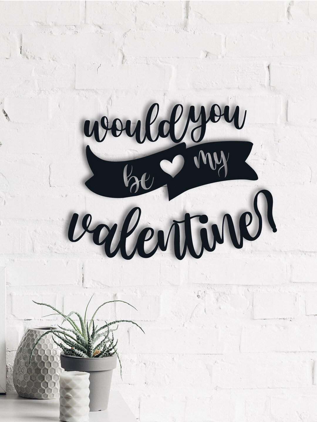 eCraftIndia Black Would You Be My Valentine Wall Art Cutout