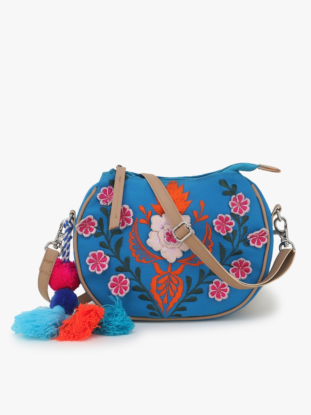 

Anekaant Blue Embroidered Sling Bag