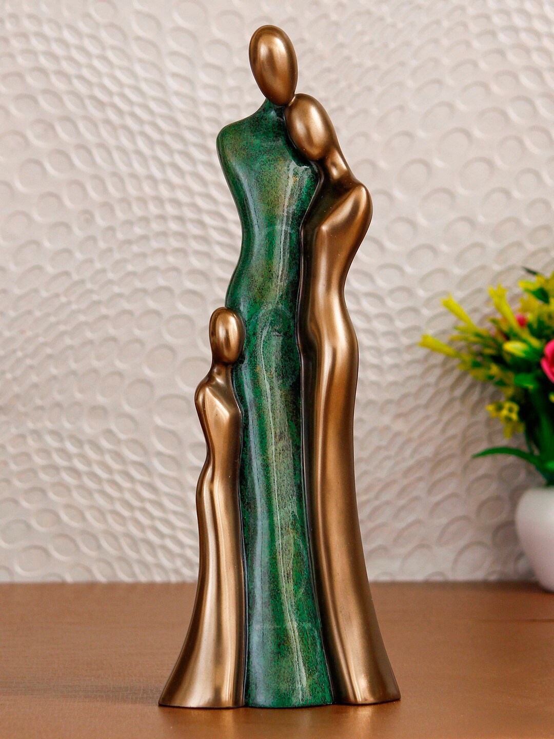 

eCraftIndia Green & Bronze-Toned Family Of Mother Daughter & Grand Daughter Decorative Showpiece