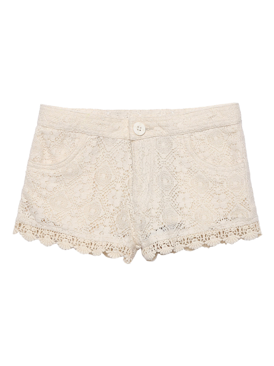 

UNDER FOURTEEN ONLY Girls Off-White Self Design Regular Fit Pure Cotton Shorts