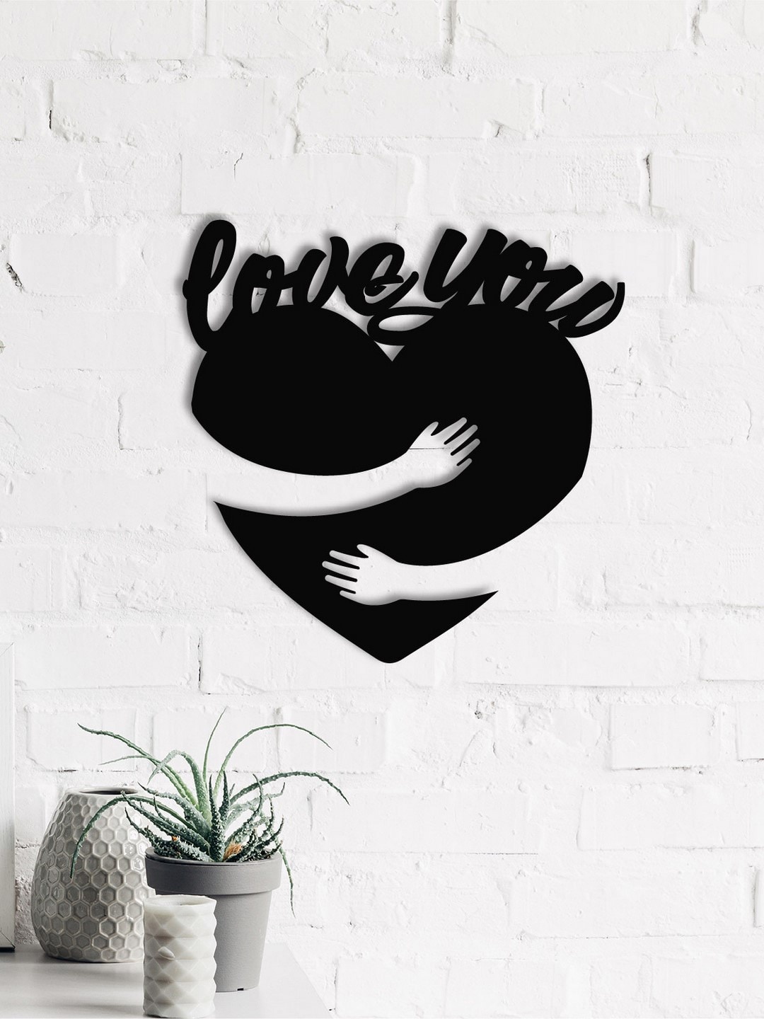 

eCraftIndia Black Love You Valentine Theme Wood Wall Hanging Decor