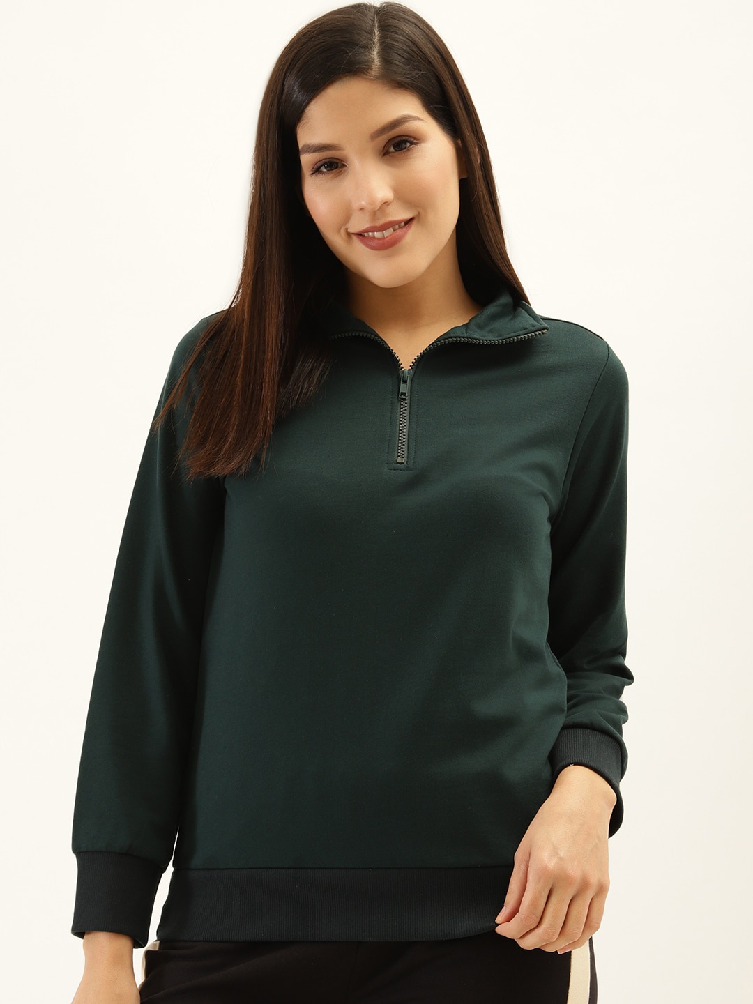 

Laabha Women Green Solid Sweatshirt