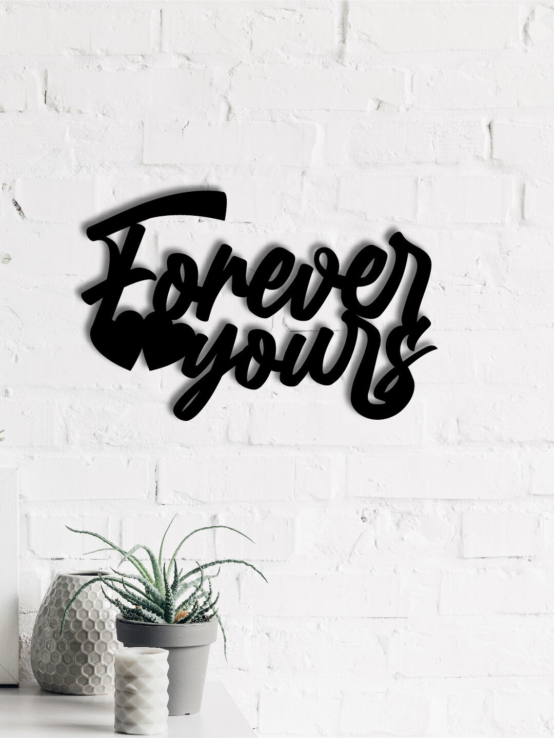 eCraftIndia Black Forever Yours Love Theme Wood Wall Hanging Decor