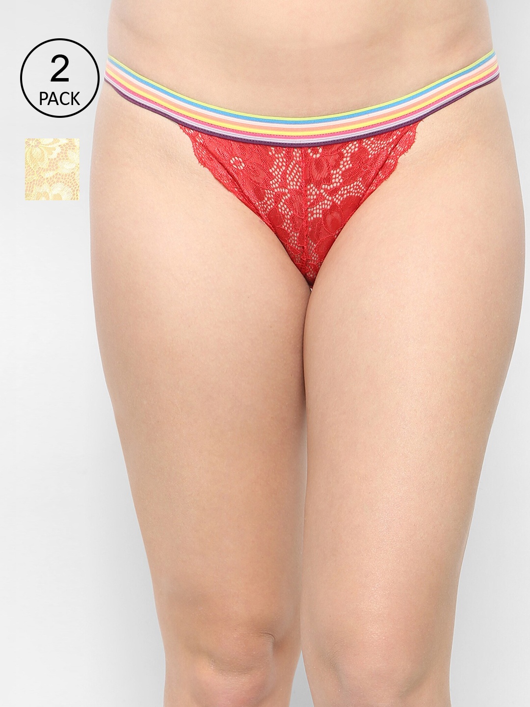 

Ms.Lingies Women Pack of 2 Self-Design Thong Briefs-MSP077-3307, Multi