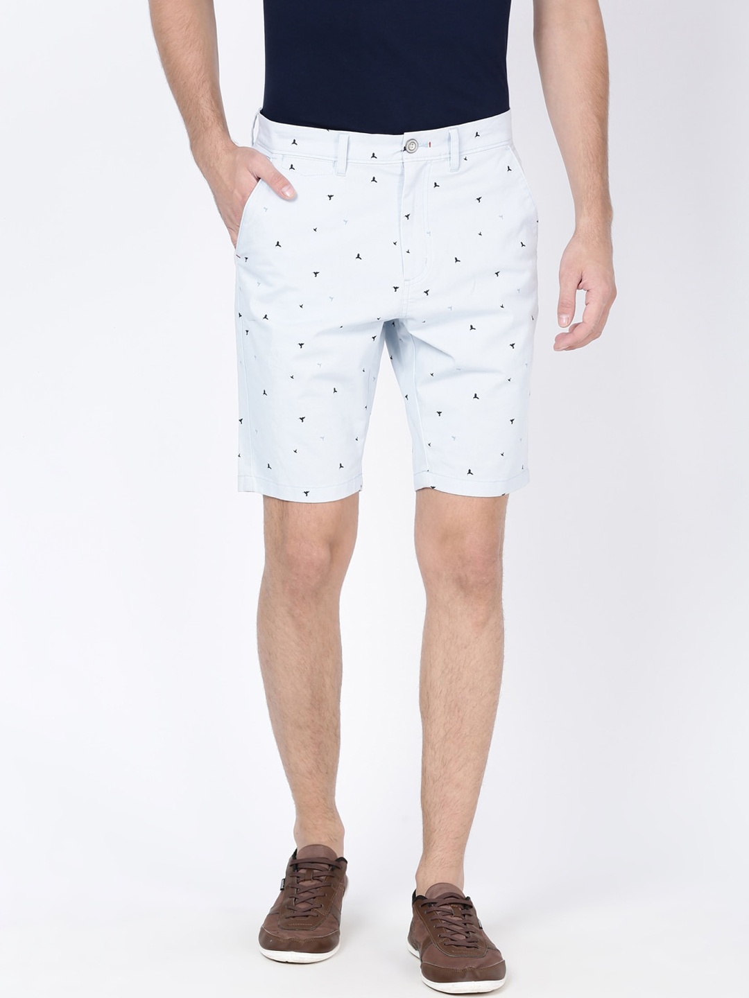 

t-base Men Blue Printed Slim Fit Chino Shorts