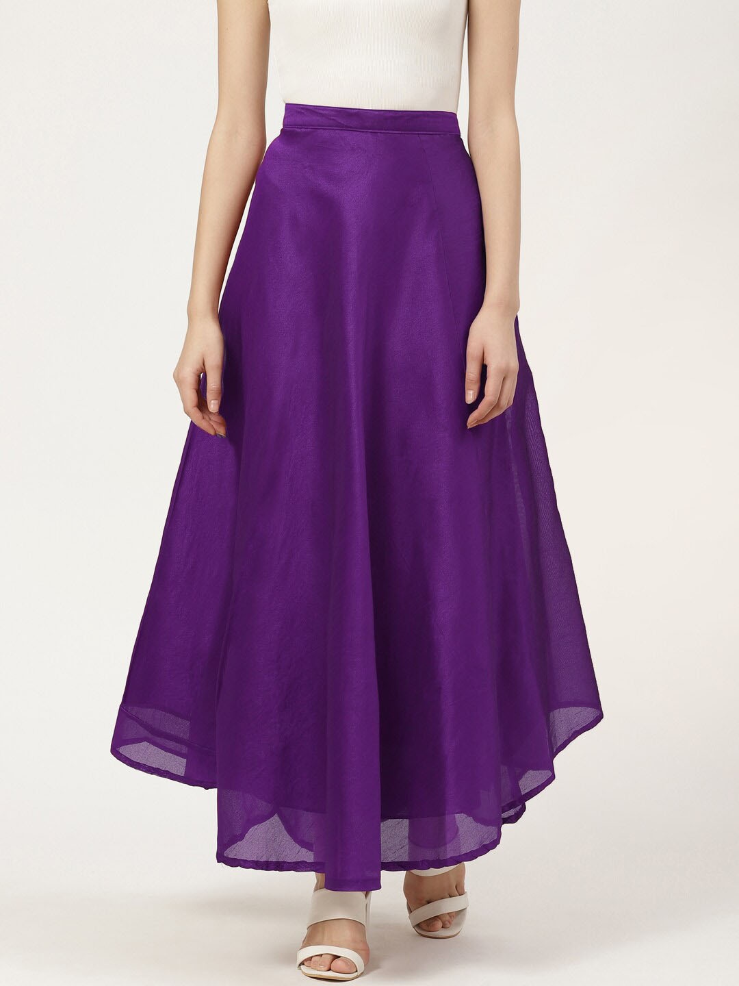 

Vastraa Fusion Women Purple Solid Flared Maxi Skirt