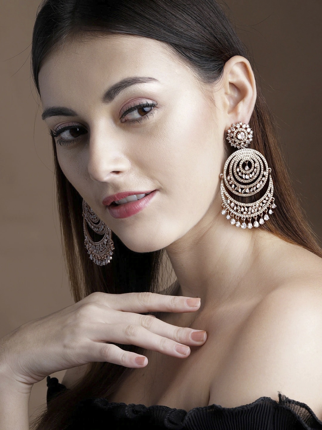 

Rubans 22K Gold-Plated Handcrafted Crescent Shaped Chandbalis