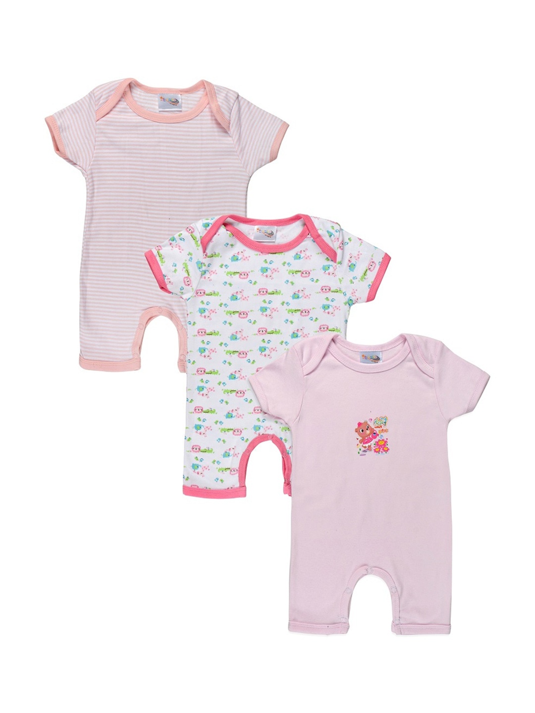 

STARTERS Infant Kids Pack Of 3 Rompers, Pink