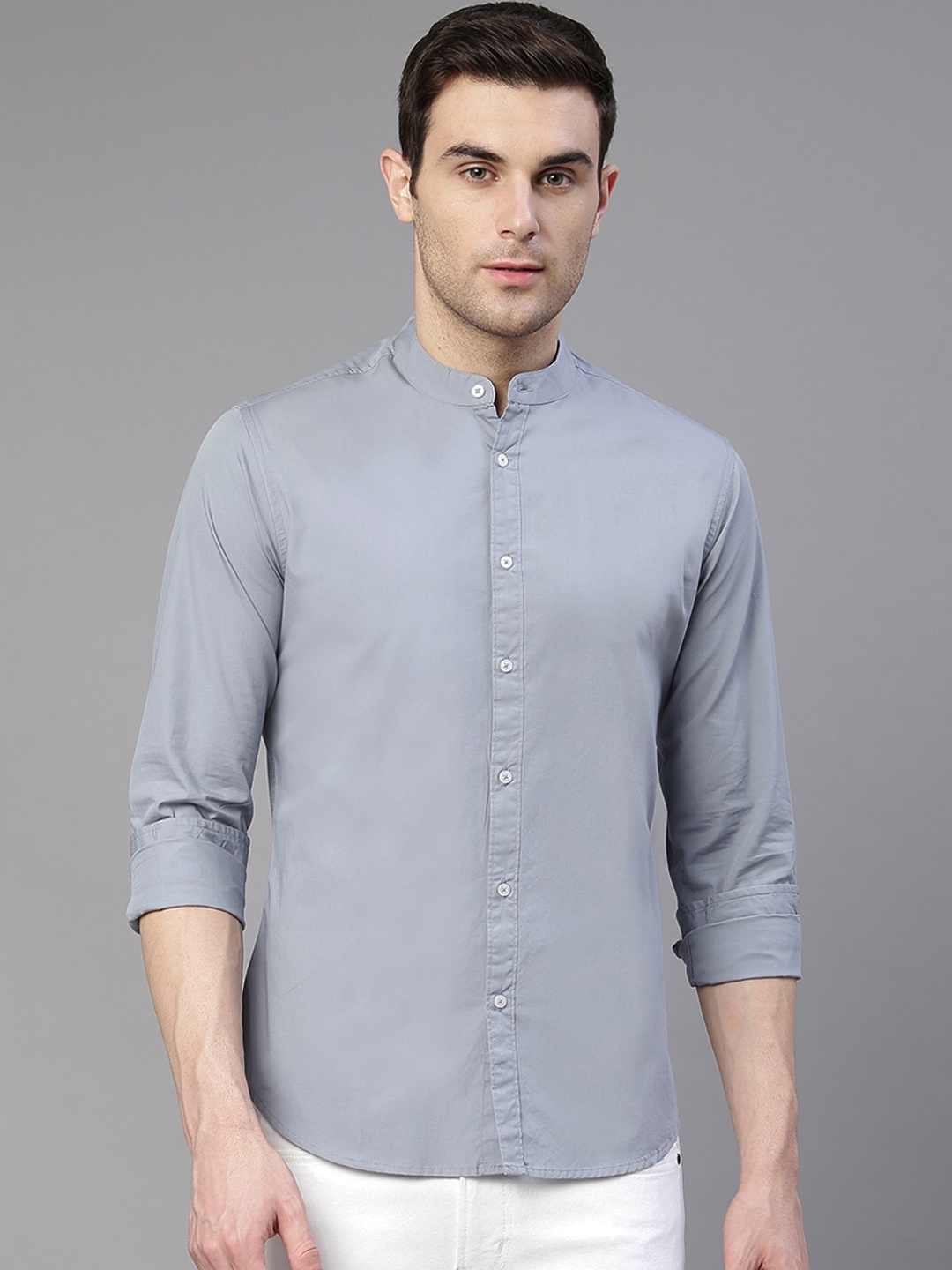 

Dennis Lingo Men Blue Comfort Slim Fit Solid Pure Cotton Casual Shirt