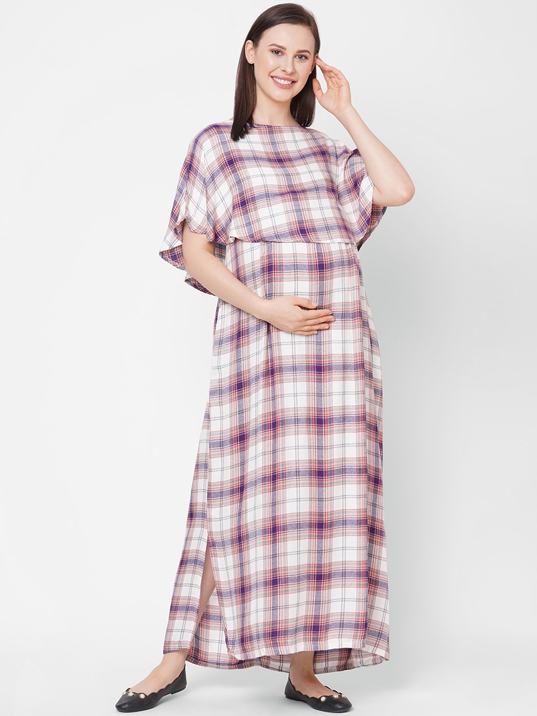 

Mystere Paris Women Red Checked Maxi Dress