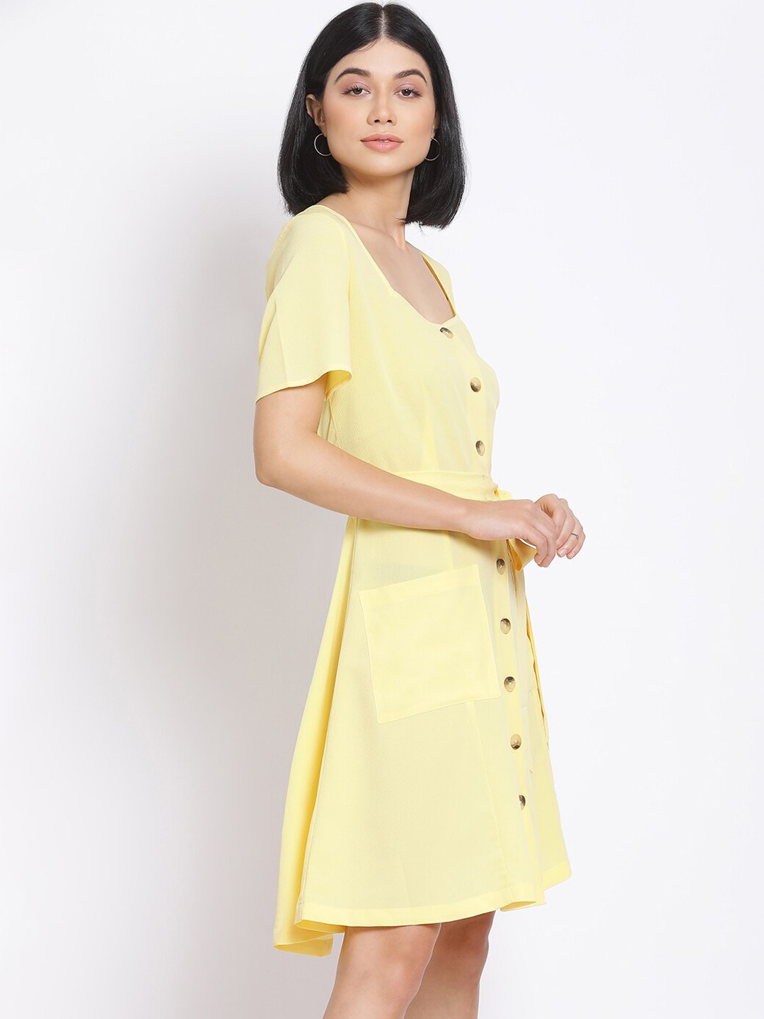 

Oxolloxo Women Yellow Solid A-Line Dress