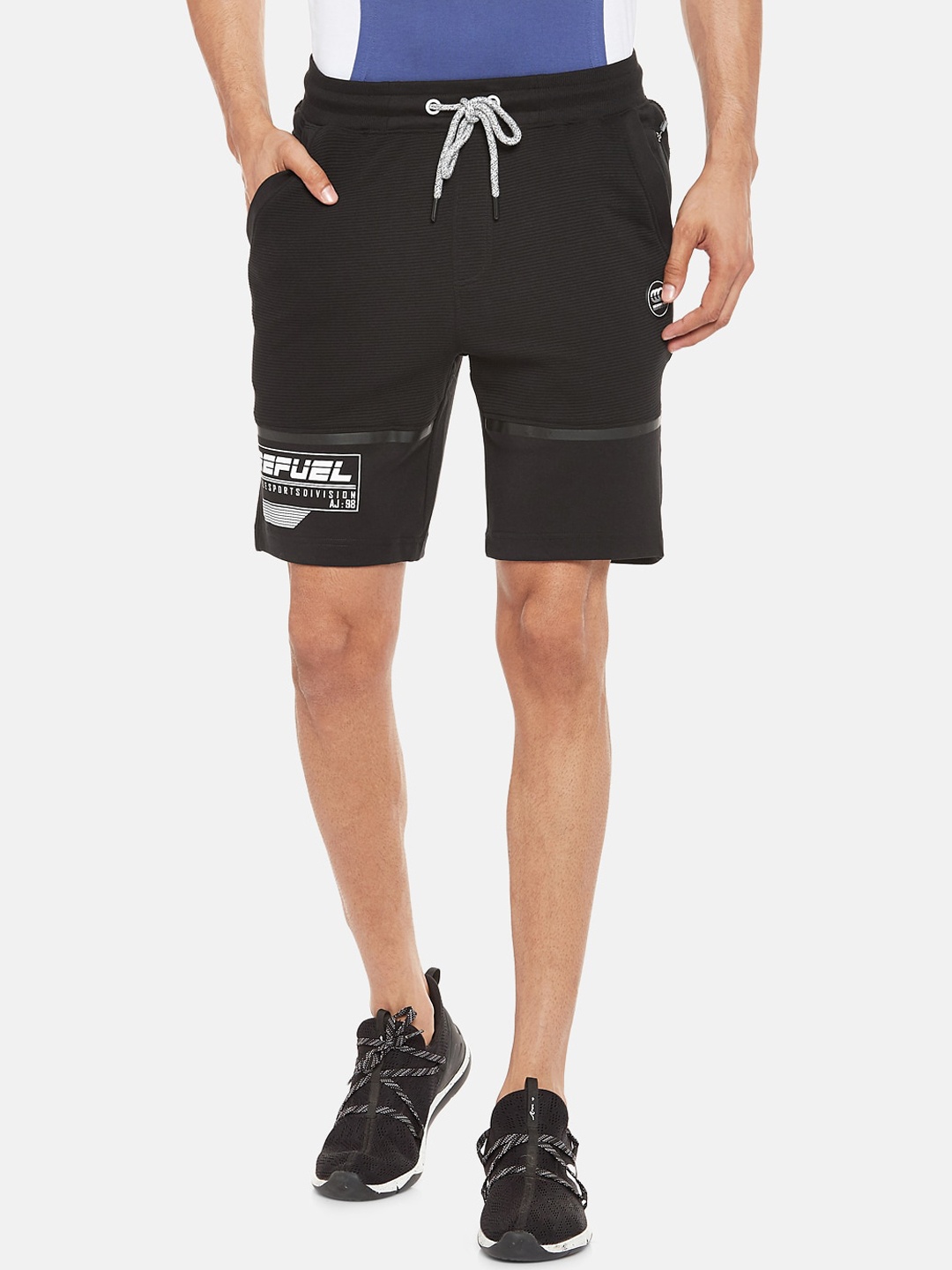

Ajile by Pantaloons Men Black Striped Slim Fit Sports Shorts