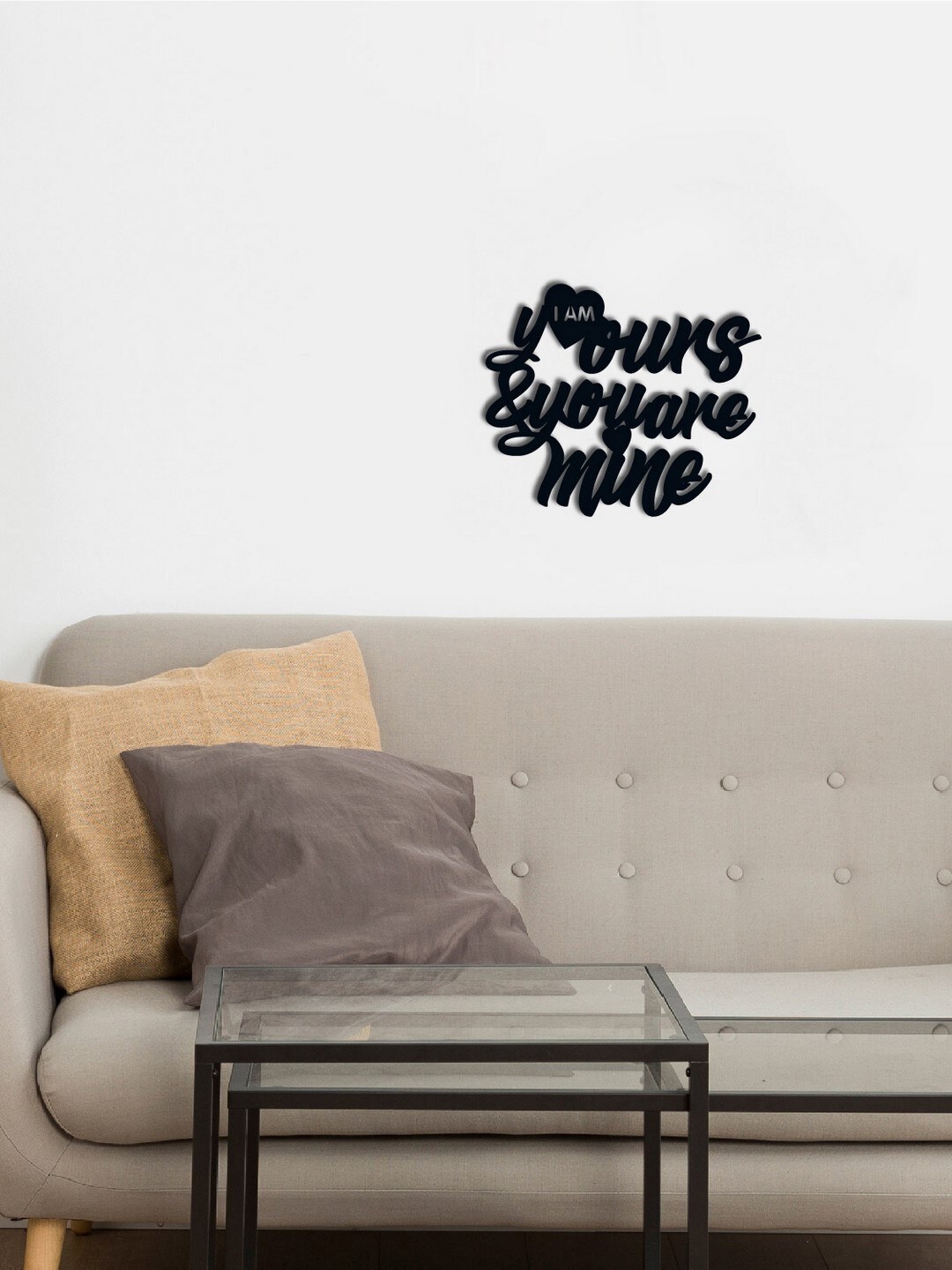 

eCraftIndia Black I Am Yours And You Are Mine Love Theme Wood Wall Hanging Decor