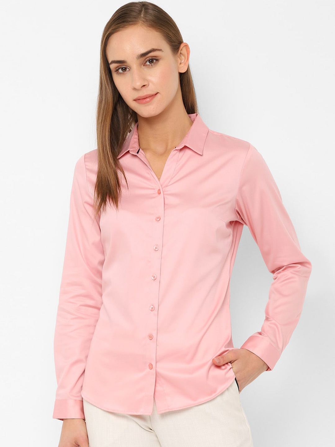 

Allen Solly Woman Pink Regular Fit Solid Formal Shirt