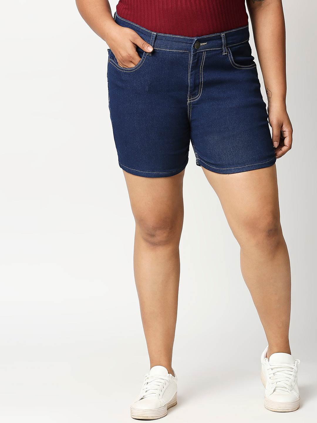 

ZUSH Women Blue Solid Regular Fit Denim Shorts