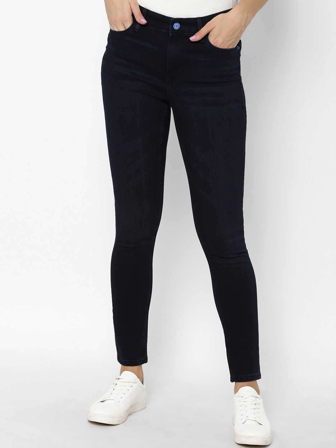 

Allen Solly Woman Women Navy Blue Slim Fit Mid-Rise Clean Look Stretchable Jeans