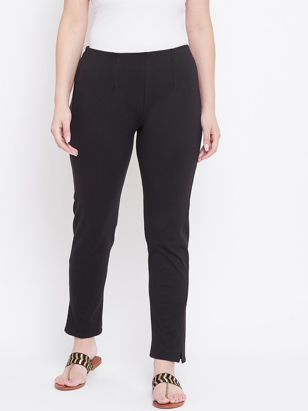 

Castle Women Black Regular Fit Solid Regular Trousers