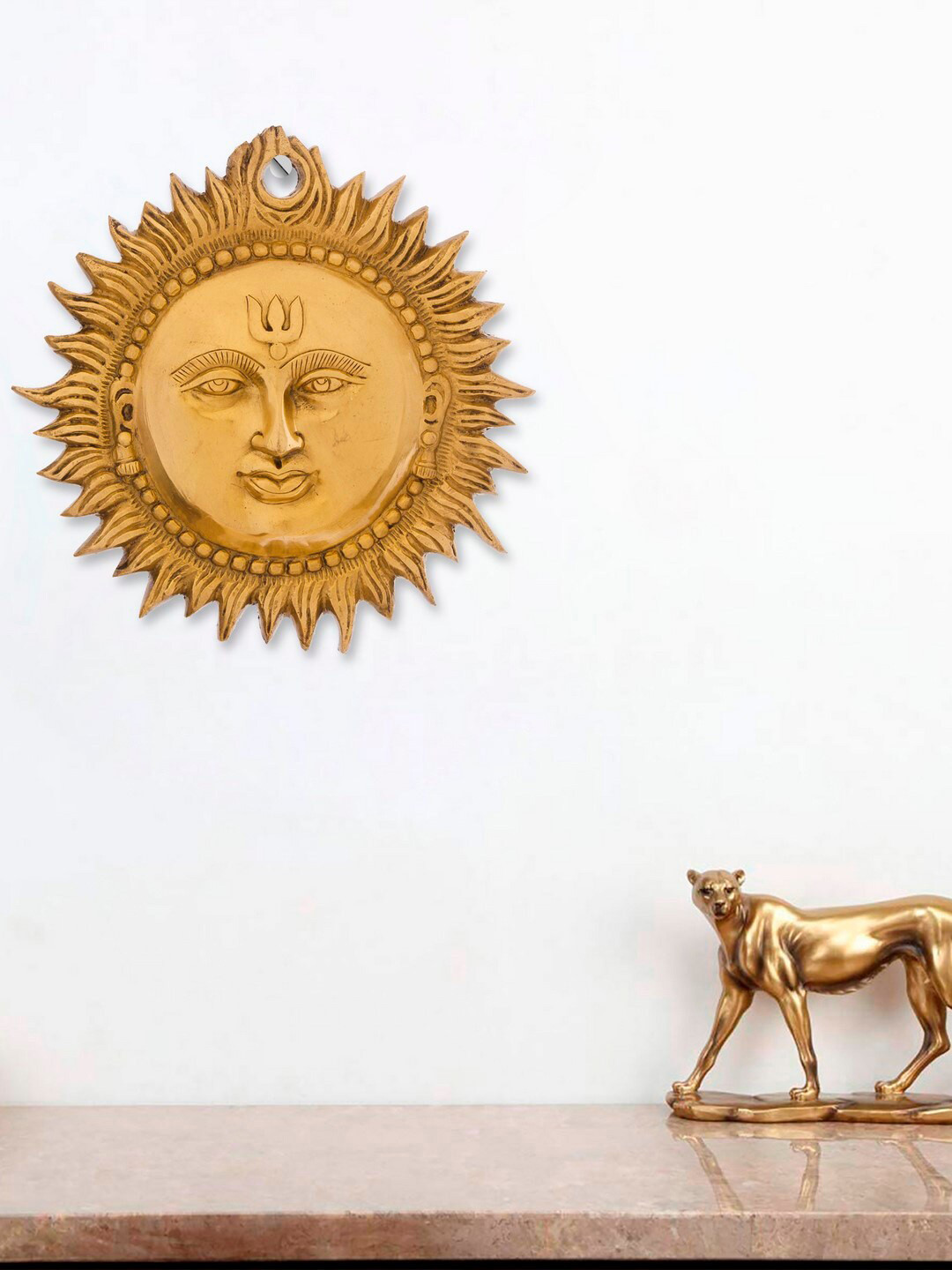 

eCraftIndia Brass Surya Wall Hanging Decorative Showpiece, Gold