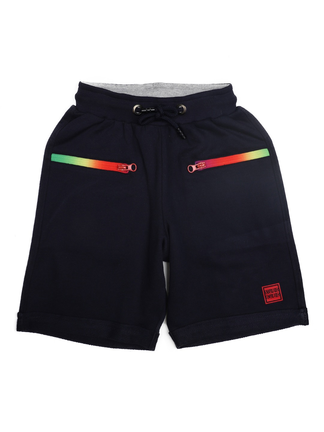 

Stupid Cupid Boys Navy Blue Solid Regular Fit Regular Shorts