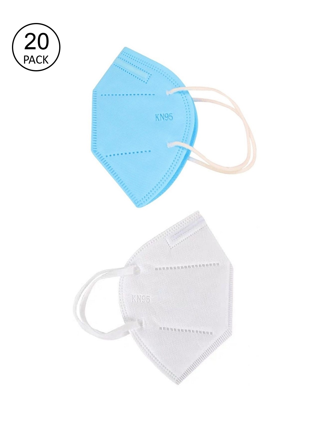 

OOMPH Unisex Pack Of 20 Blue & White 5-Ply Reusable Anti-Pollution KN95 Face Masks