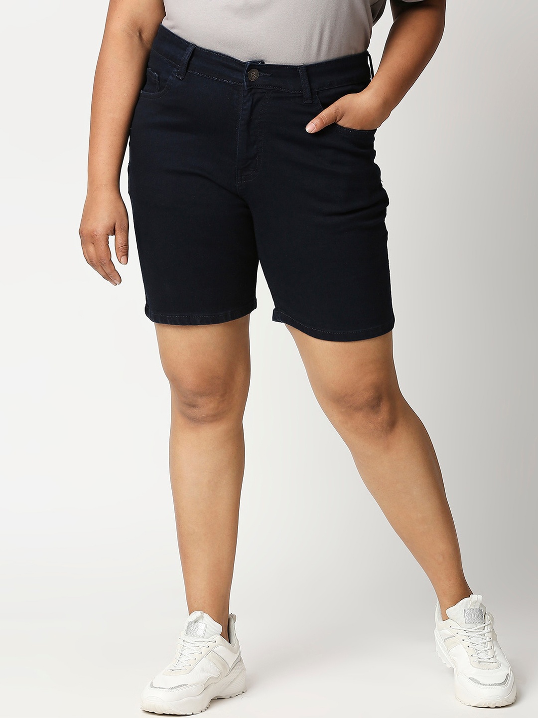 

ZUSH Women Black Solid Regular Fit Denim Shorts