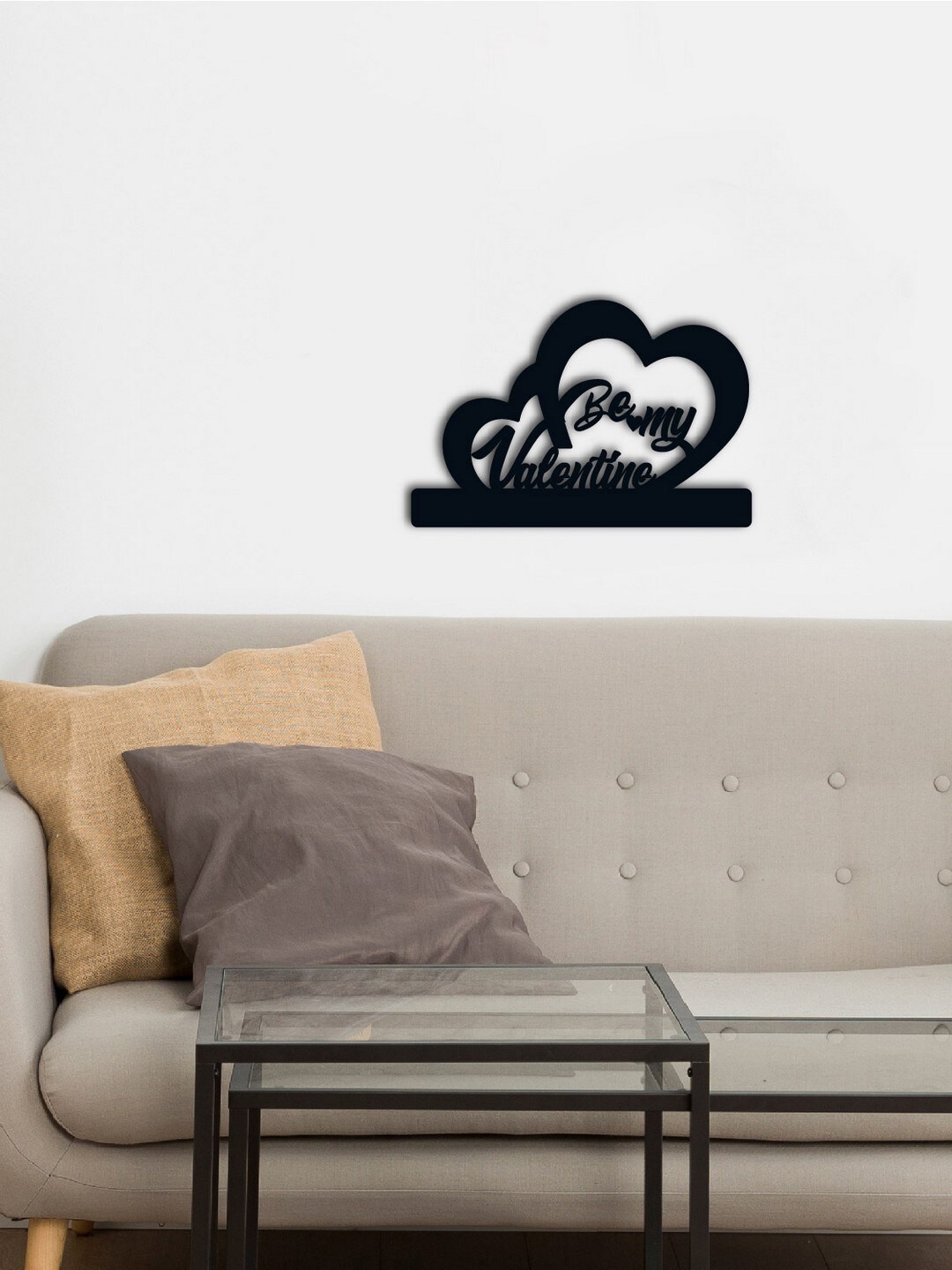 eCraftIndia Black Be My Valentine Engineered Wood Ready To Hang Home Decor