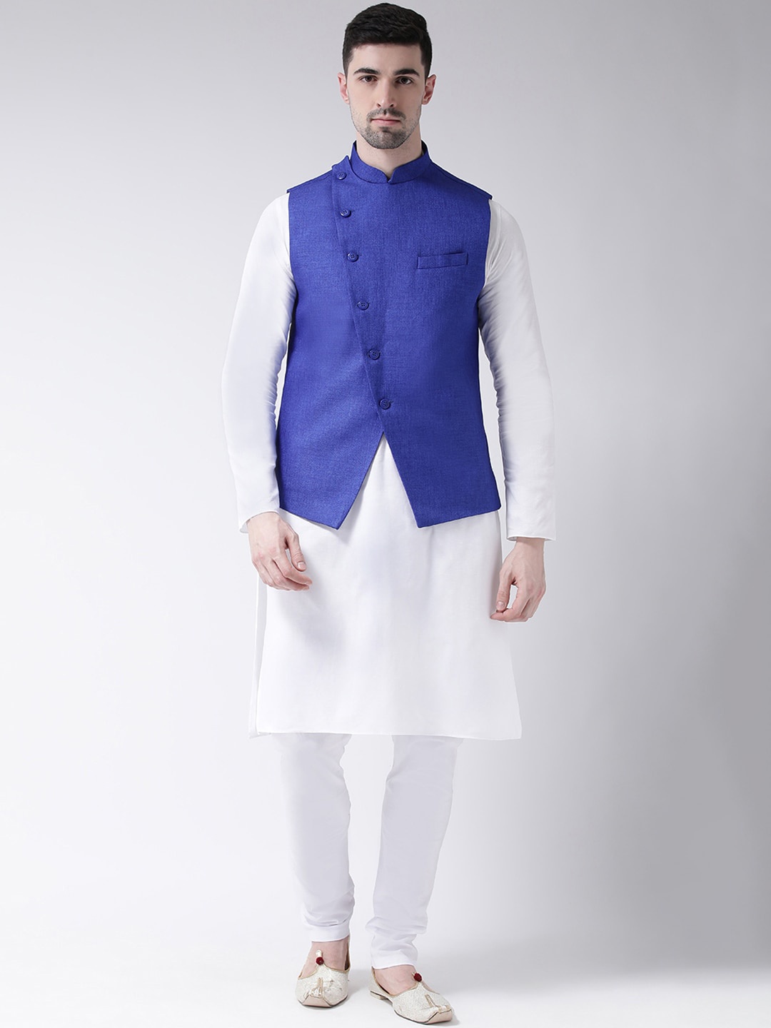 

TABARD Men White Nehru Jacket Set For Men