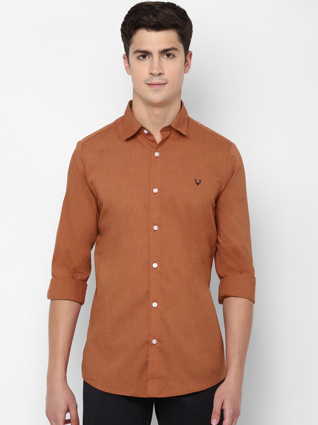 

Allen Solly Men Mustard Slim Fit Solid Casual Shirt
