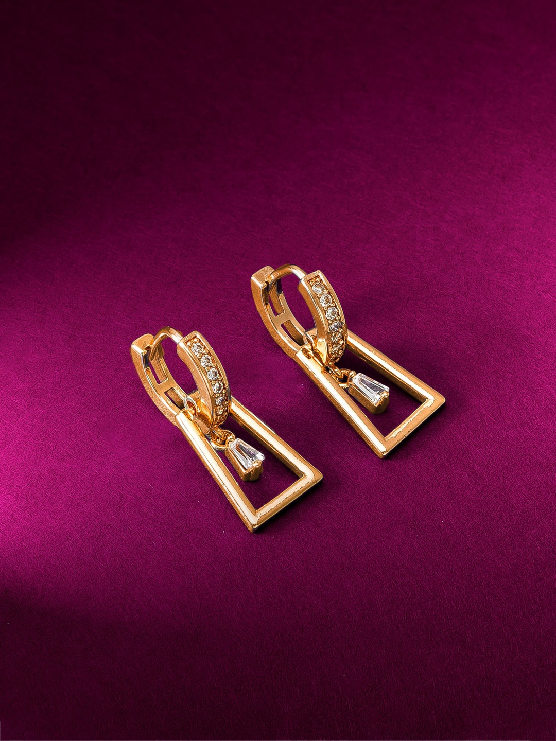 

aadita Gold & Silver Toned Geometric Drop Earrings
