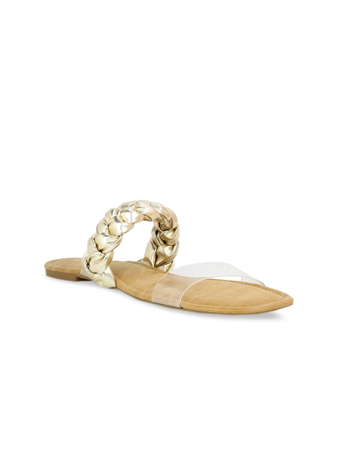 

Inc 5 Women Gold-Toned Solid Open Toe Flats