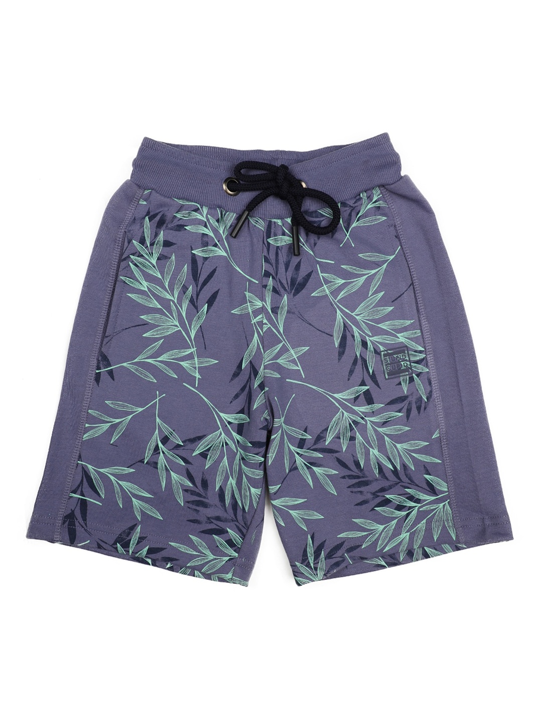 

Stupid Cupid Boys Lavender & Green Tropical Print Regular Fit Regular Shorts