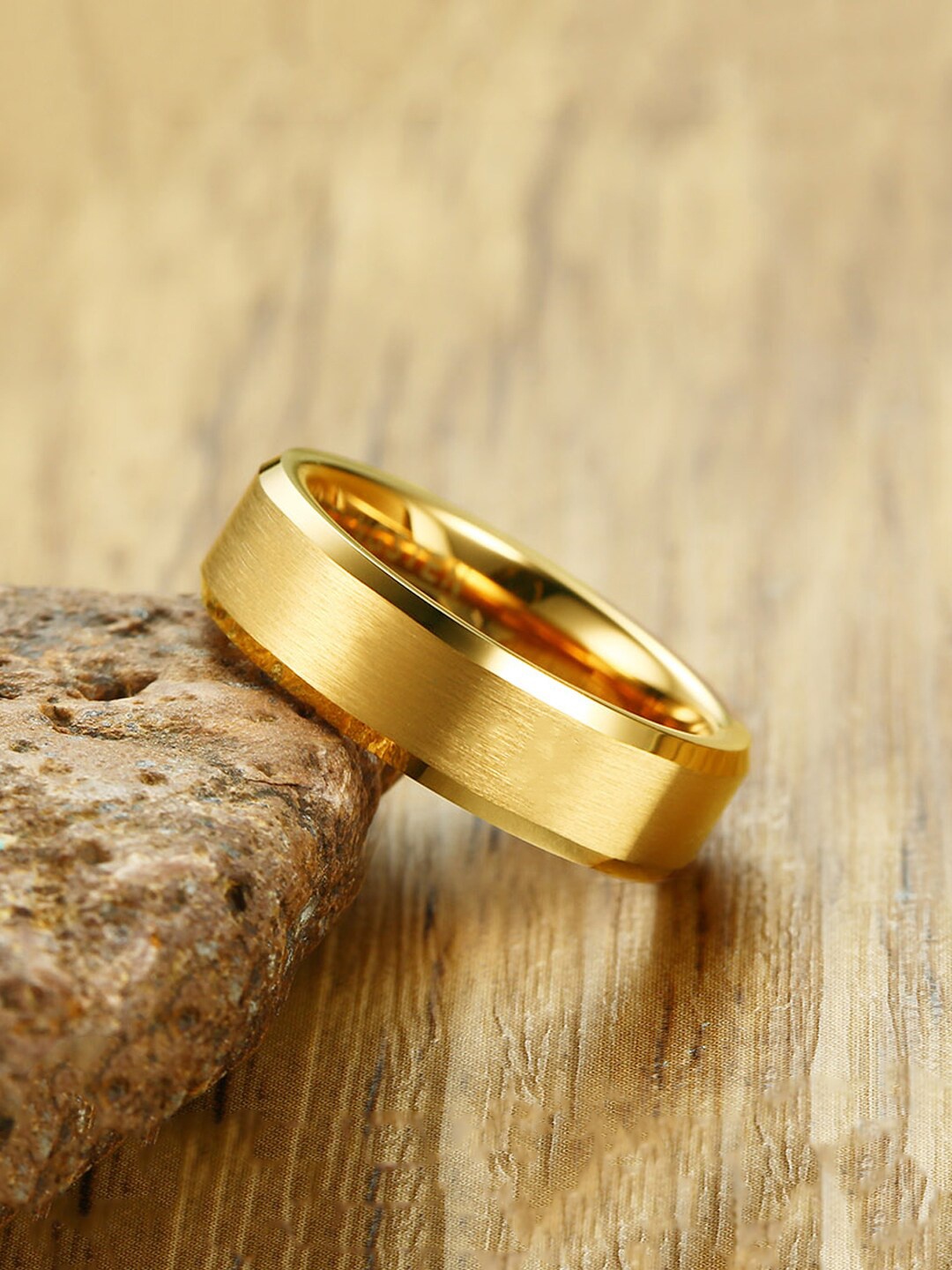Yellow Chimes Gold-Toned Stainless Steel Band Style Finger Ring