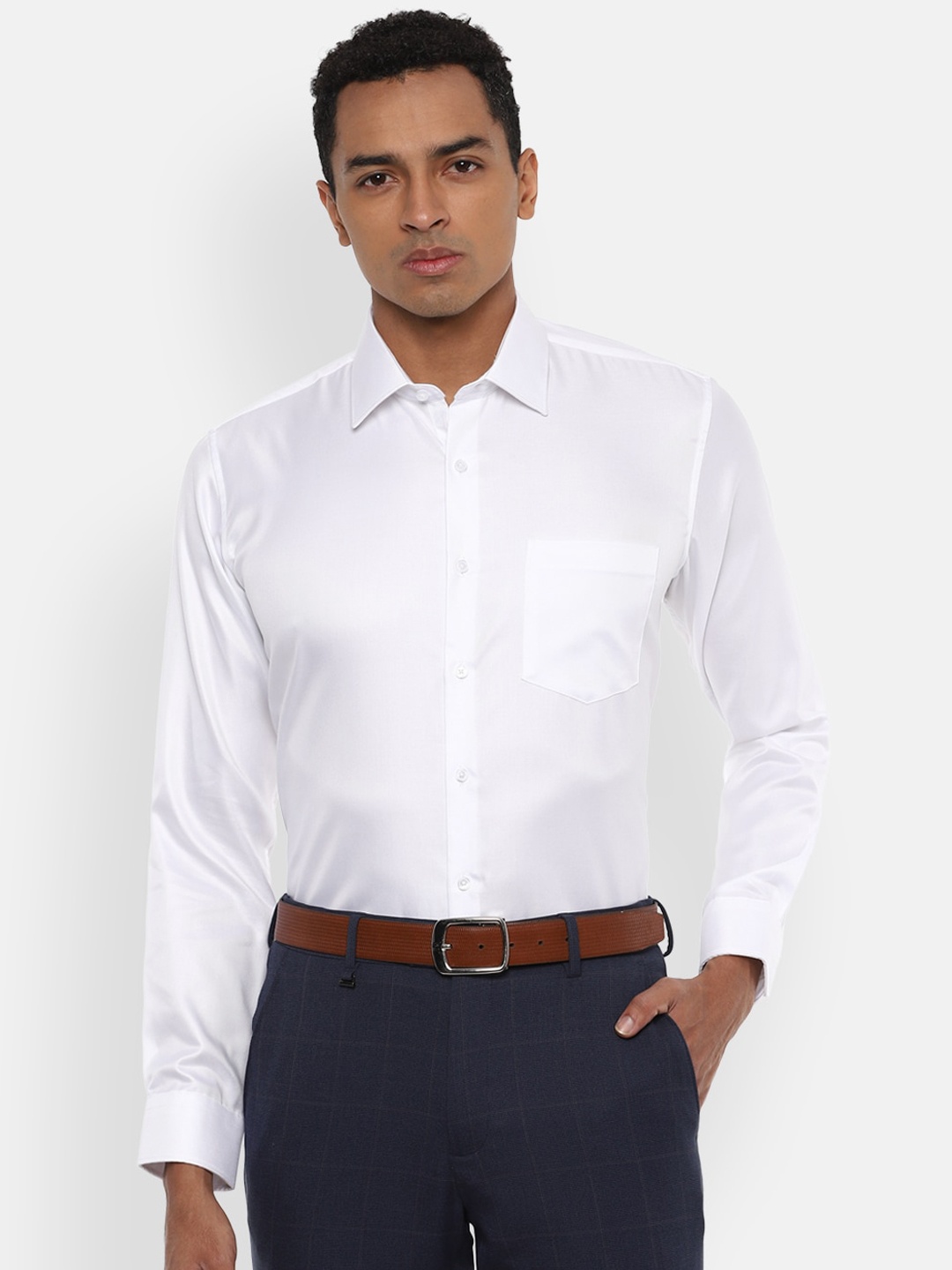 

Van Heusen Men White Pure Cotton Slim Fit Solid Formal Shirt