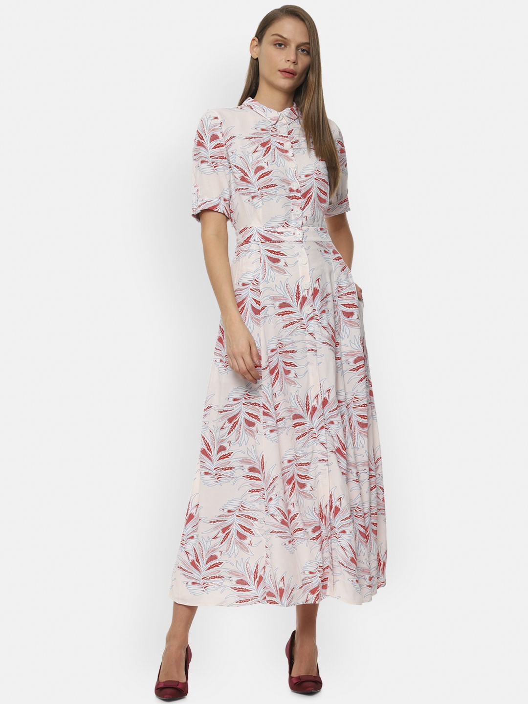 

Van Heusen Woman Cream-Coloured Printed Maxi Dress