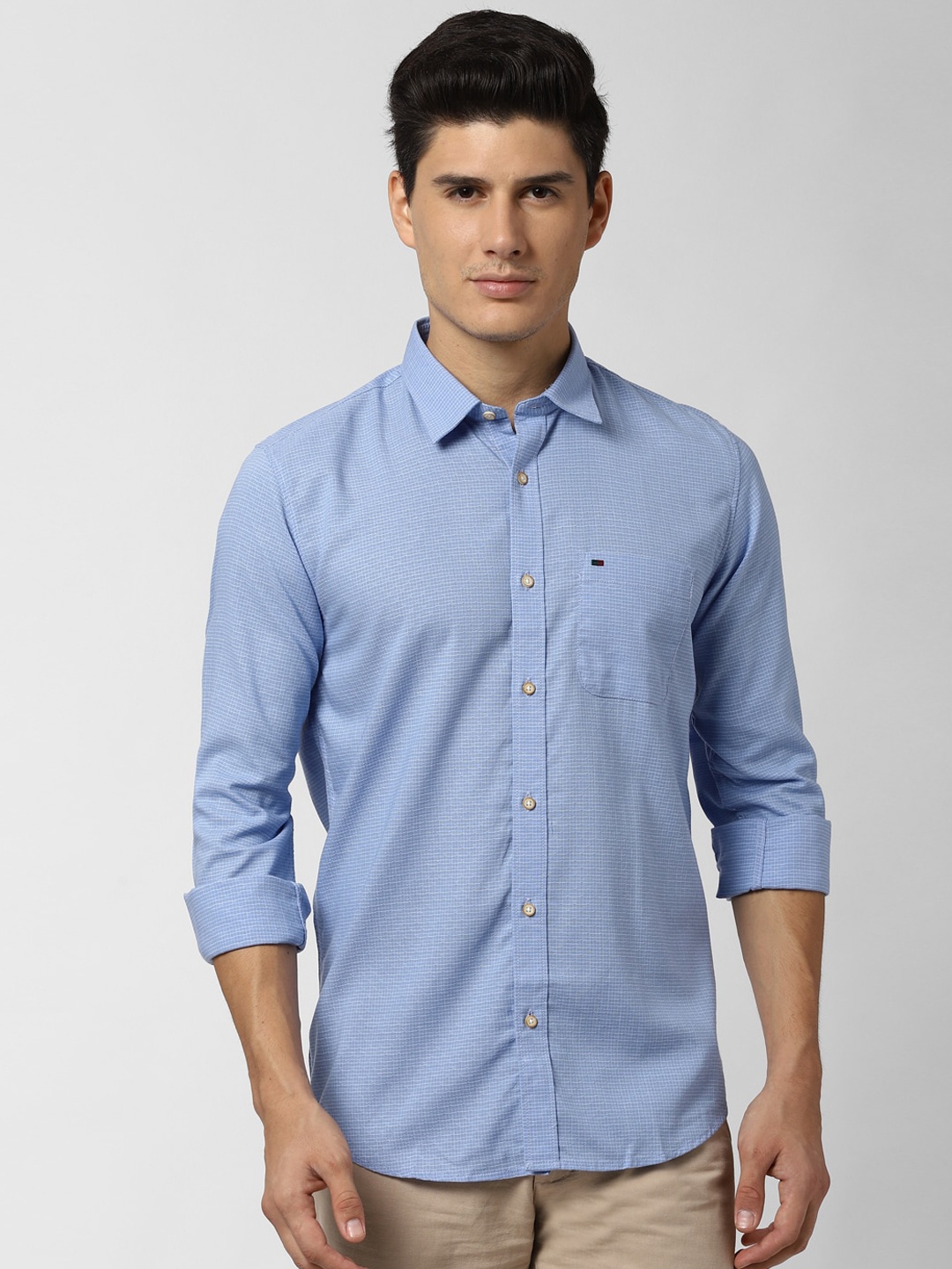 

Peter England Casuals Men Blue Slim Fit Self-Design Casual Shirt