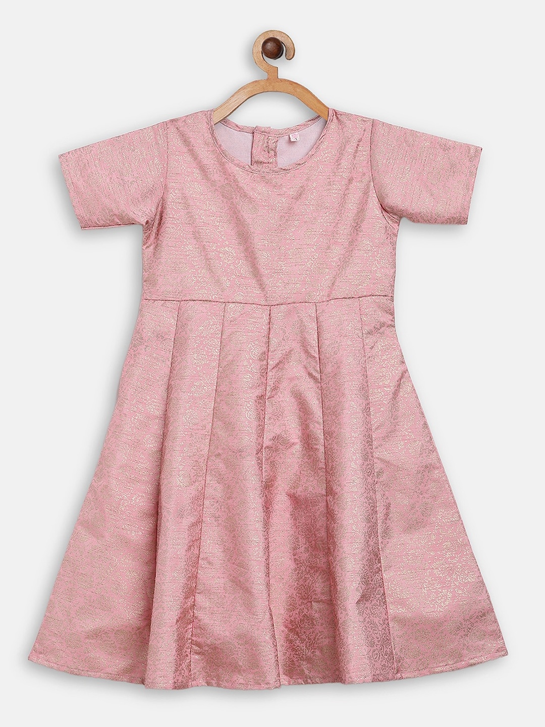 

Ahalyaa Girls Pink & Golden Ethnic Motifs Printed Anarkali Kurta
