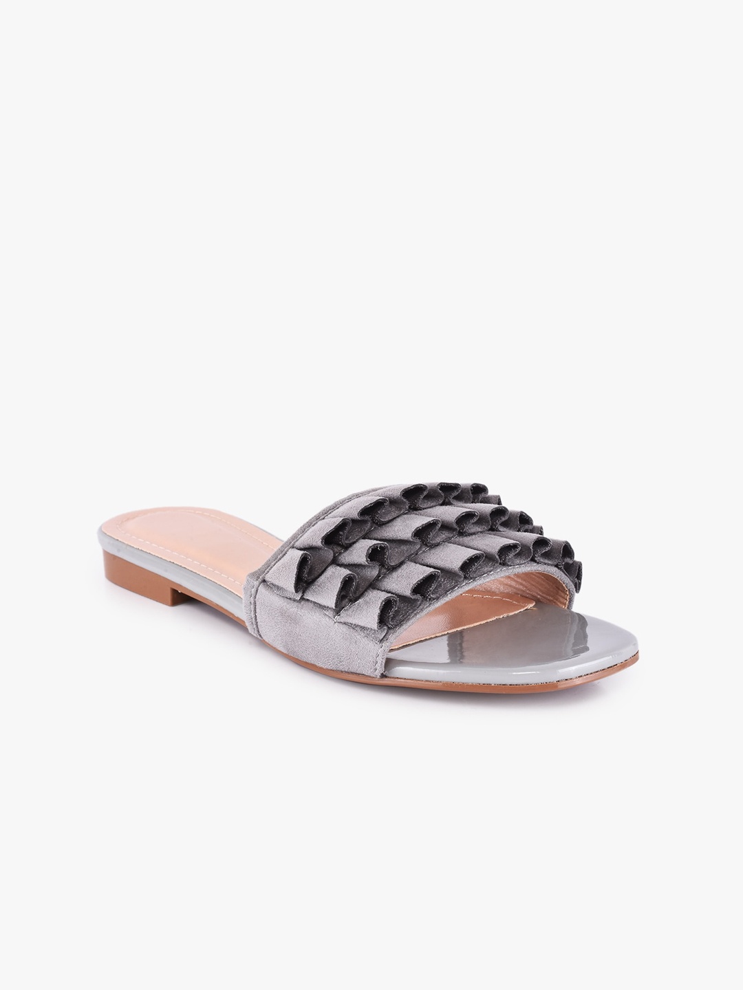 

BuckleUp Women Grey Printed Open Toe Flats