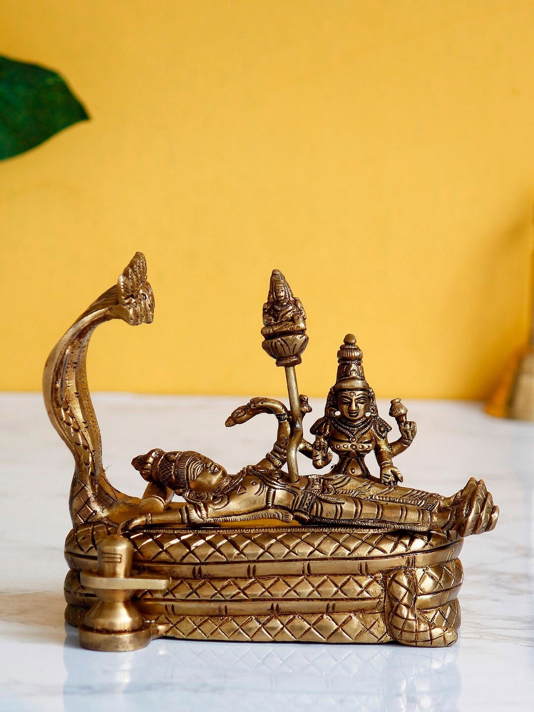 

eCraftIndia Gold-Toned Padmanabhan Swami Handcrafted Brass Idol Showpiece