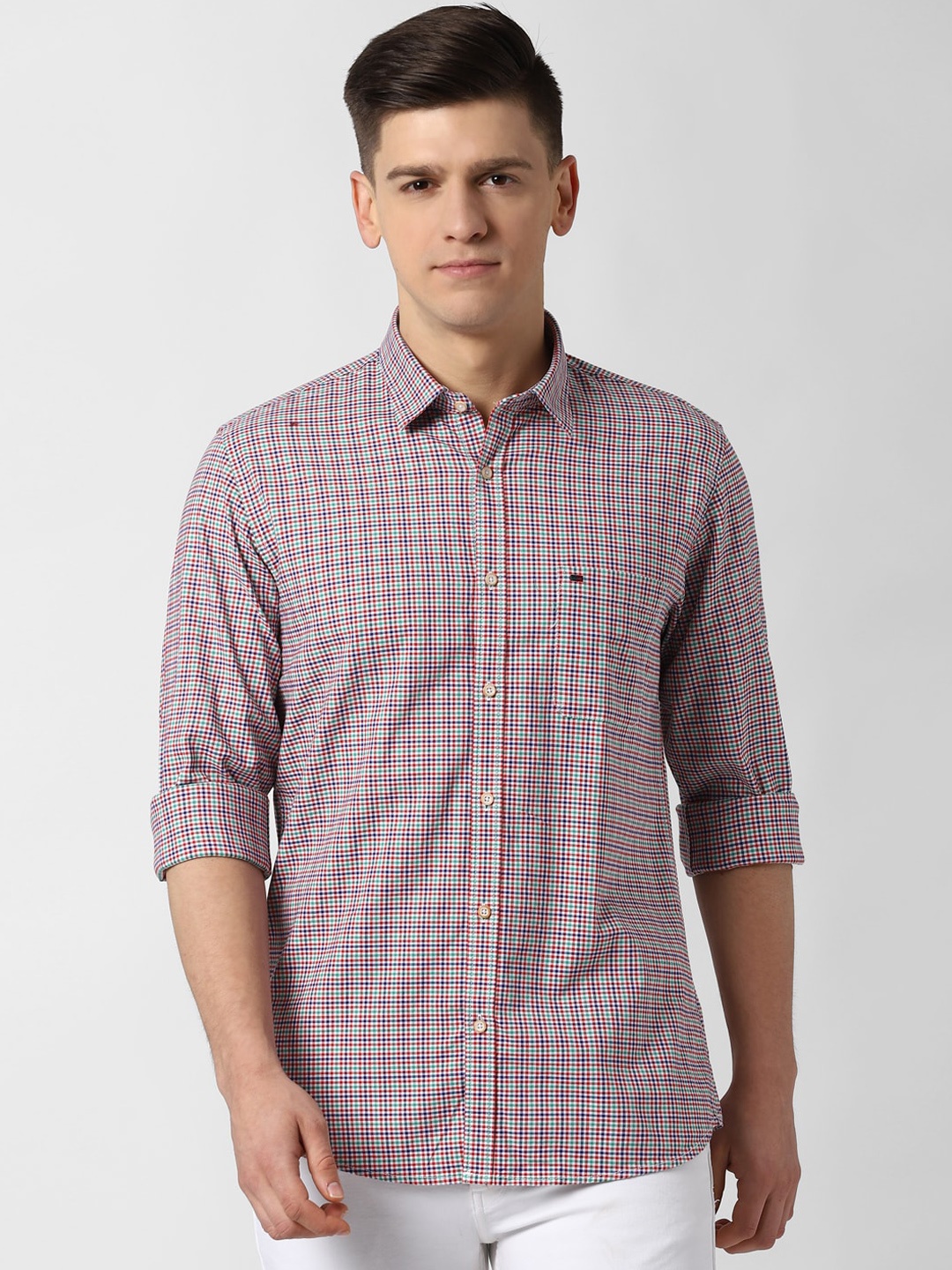 

Peter England Casuals Men Maroon Slim Fit Checked Casual Shirt