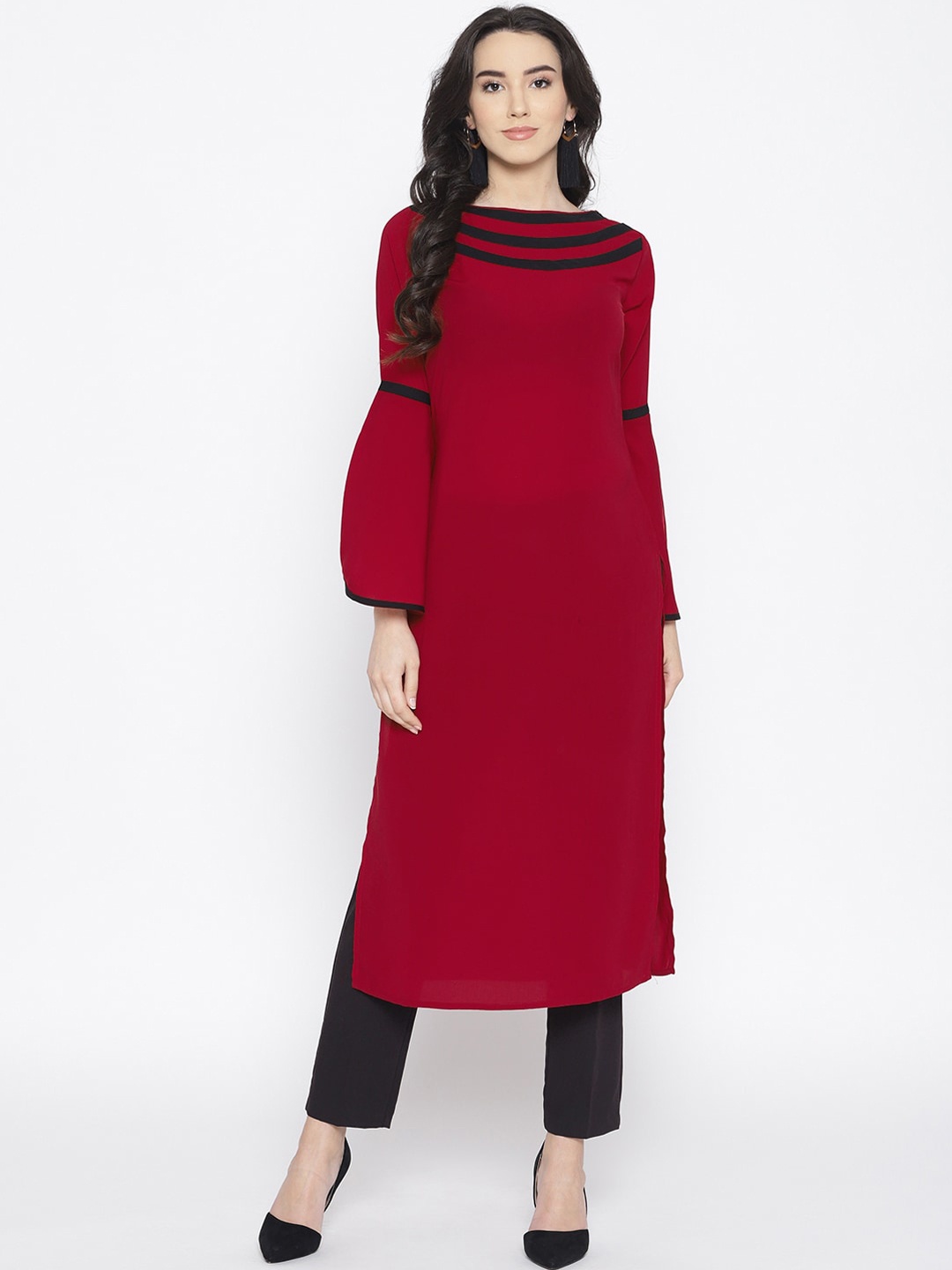 

Cottinfab Women Maroon Kurta