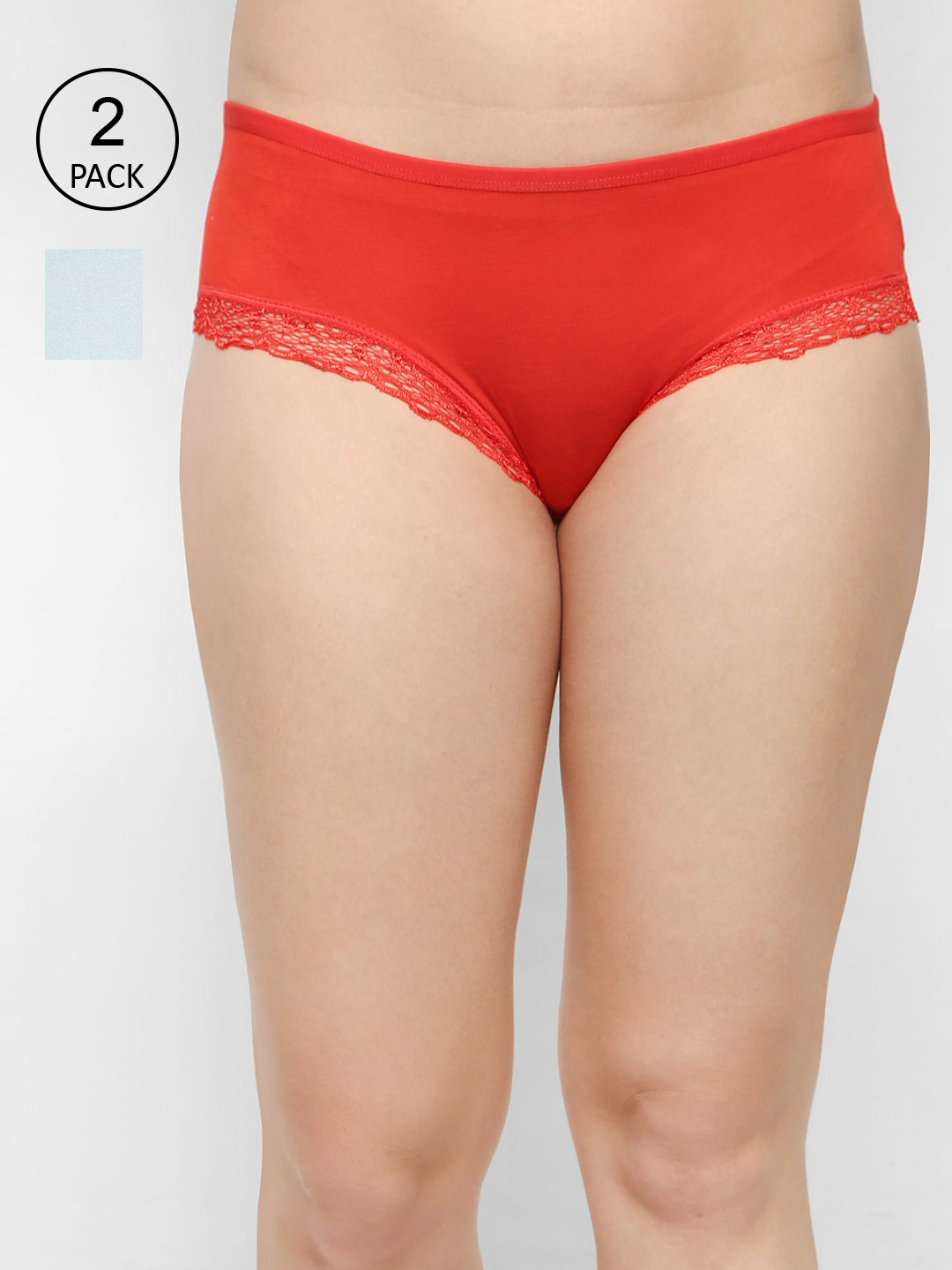 

Ms.Lingies Women Pack of 2 Solid Lace Hipster Briefs-MSP066-981S, Red