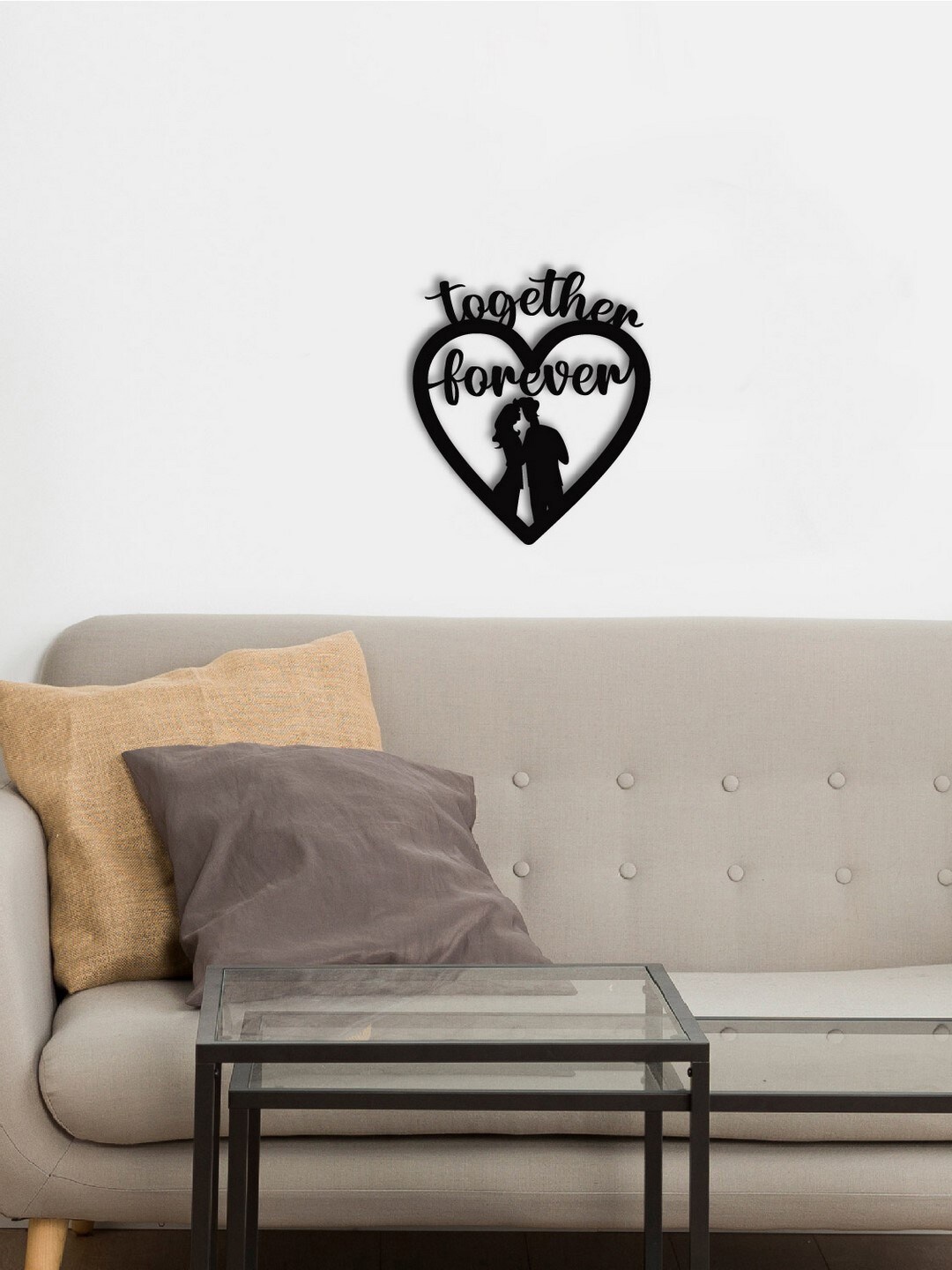 

eCraftIndia Black Together Forever Love Theme Art Cutout Wood Wall Hanging