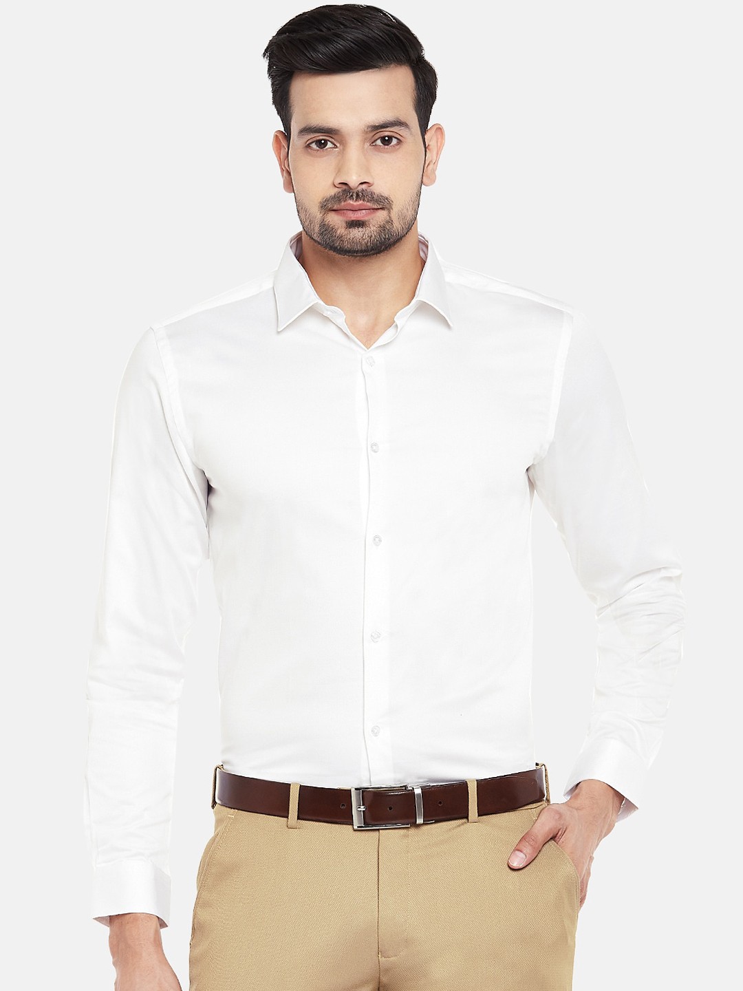 

RICHARD PARKER by Pantaloons Men White Pure Cotton Slim Fit Solid Casual Shirt